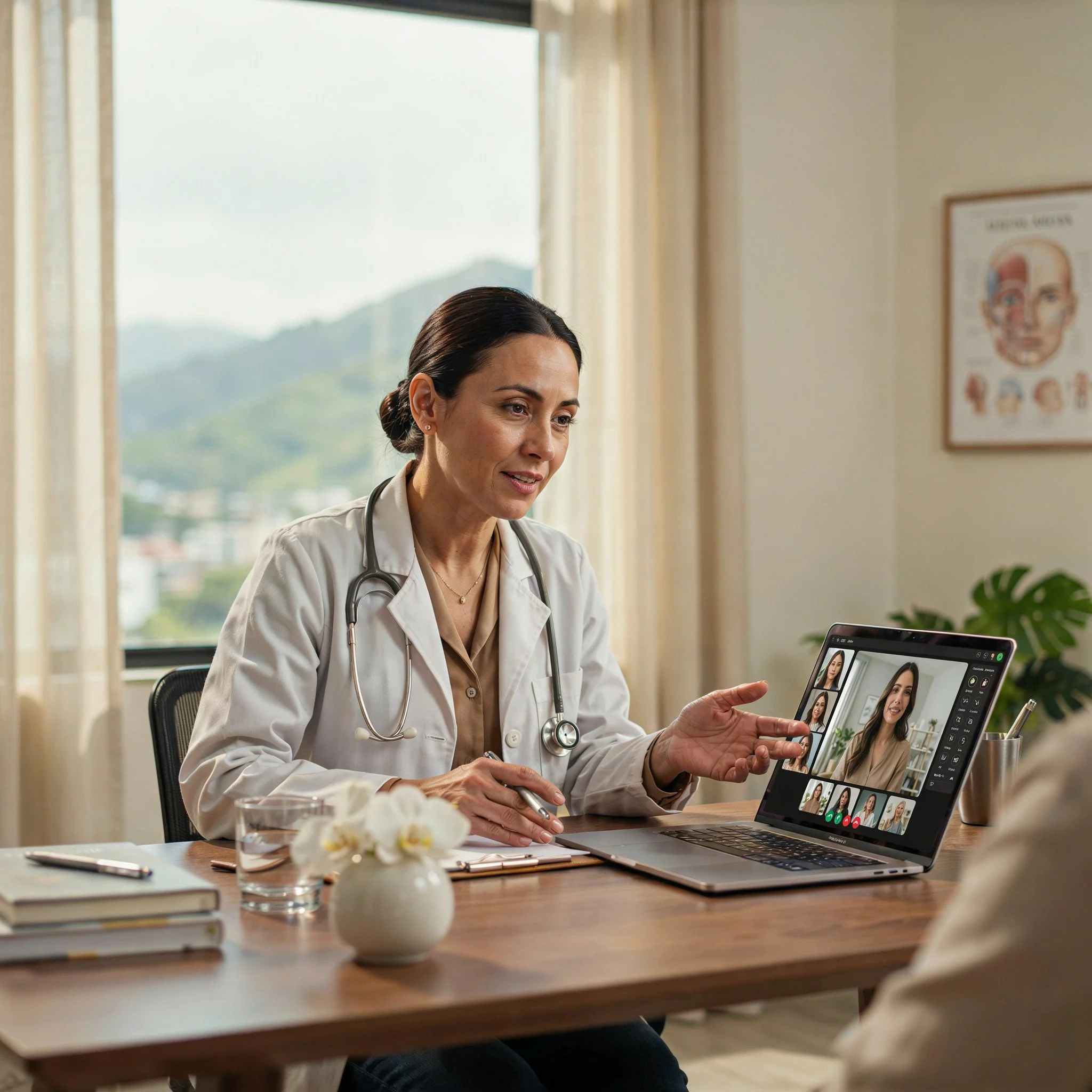 virtual plastic surgery consultation between a Colombian surgeon and an international patient